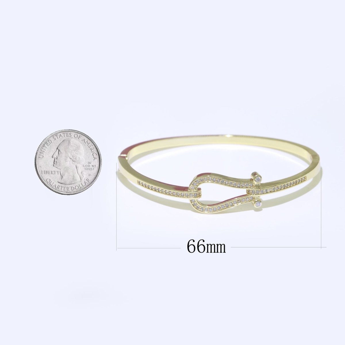 Micro Pave Gold Snaffle bit bracelet Minimalist Gold Chain Bracelet for Women Girl | WA-060 Clearance Pricing - DLUXCA