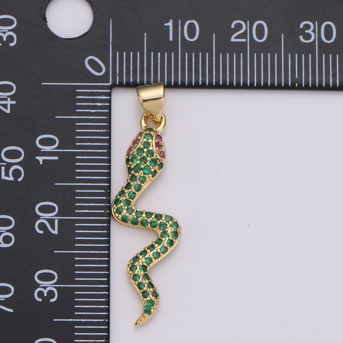 Micro Pave Gold Snake Charm Pendant, Cubic Snake Charms, Dainty Pendant Jewelry in 24K Gold Filled For Statement Necklace Earring I-809~I-811 - DLUXCA