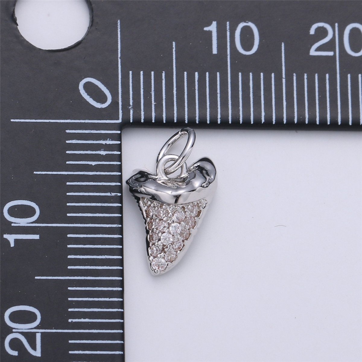 Micro Pave Gold Tiny small shark Tooth Charm for Bracelet Earring Charm Jewelry Making Supply 15x10mm I-280 - DLUXCA