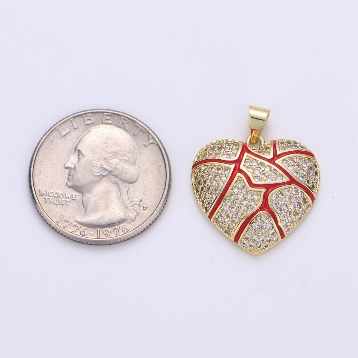 Micro Pave Heart Charm Red Heart Human Pendant D-086 - DLUXCA