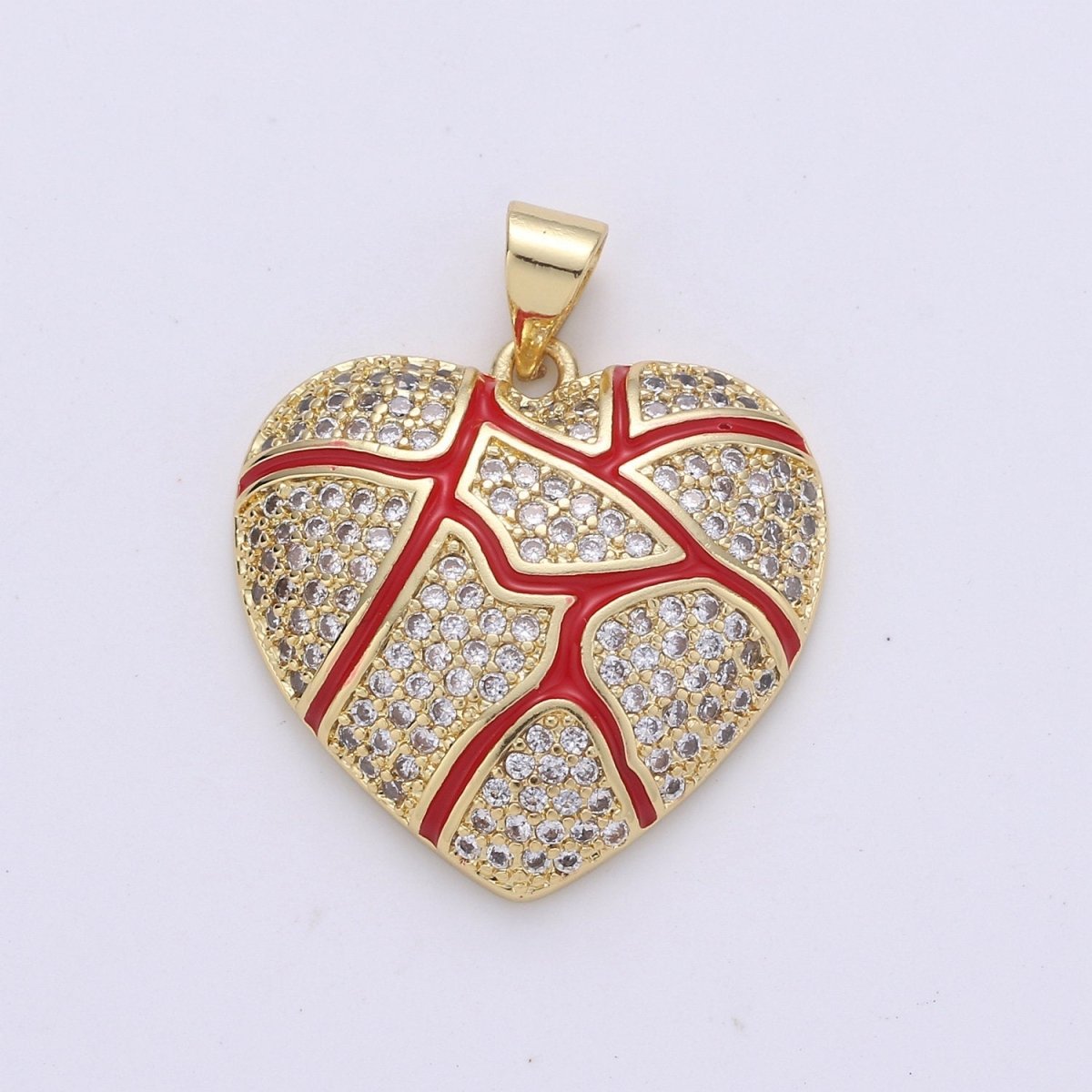 Micro Pave Heart Charm Red Heart Human Pendant D-086 - DLUXCA