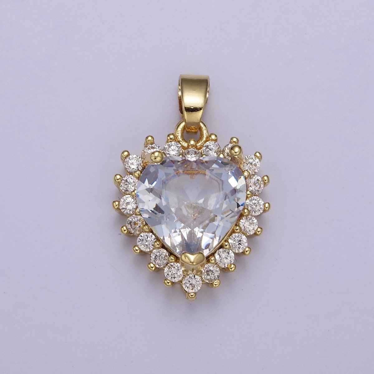 Micro Pave Heart CZ Pendant Charm For Jewelry Necklace Making, J-541 J-543 J-544 J-546 - DLUXCA