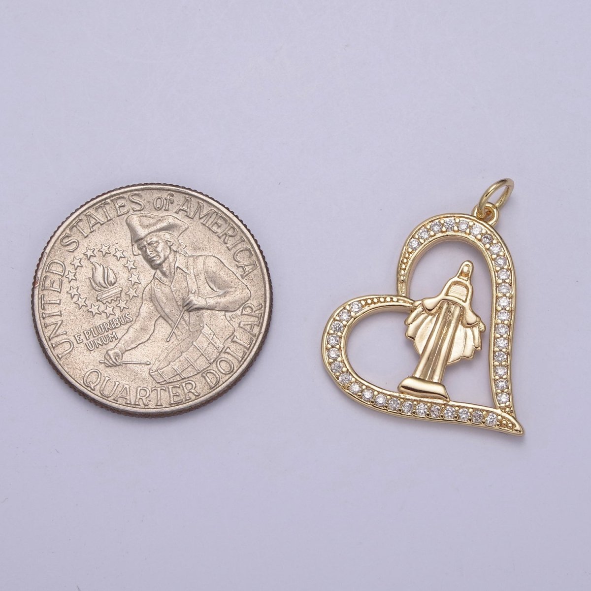 Micro Pave Heart Women's Virgin Mary de Guadalupe Miraculous Lady Religious Jewelry Supply Making for Bracelet Necklace N-707 - DLUXCA