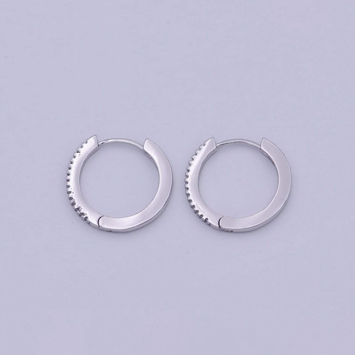 Micro Pave Huggie Earrings Gold / Silver Huggie Hoops • Minimalist Gold Earrings • Perfect Gift for Her T-016 - DLUXCA