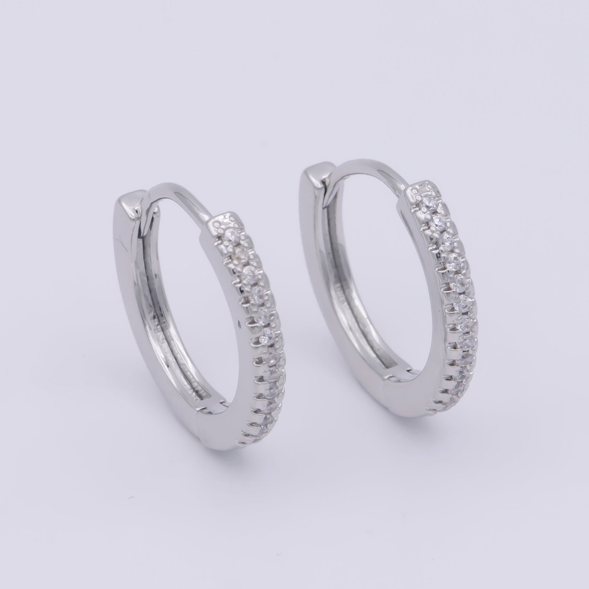 Micro Pave Huggie Earrings Gold / Silver Huggie Hoops • Minimalist Gold Earrings • Perfect Gift for Her T-016 - DLUXCA