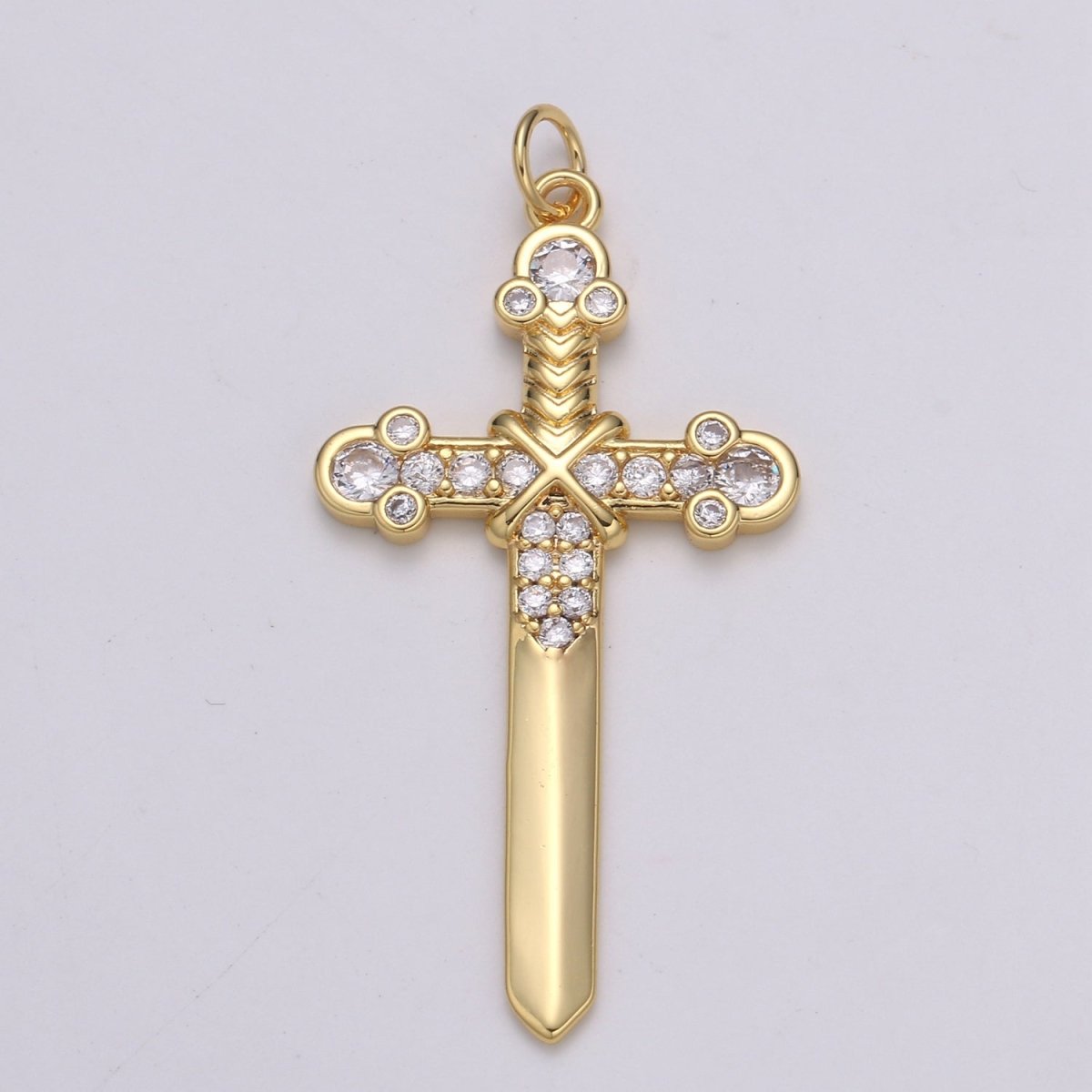 Micro Pave Knight Sword Pendant 14k Gold Fill Sword Charm for Necklace Earring DIY Jewelry Making Accessories E-213 - DLUXCA