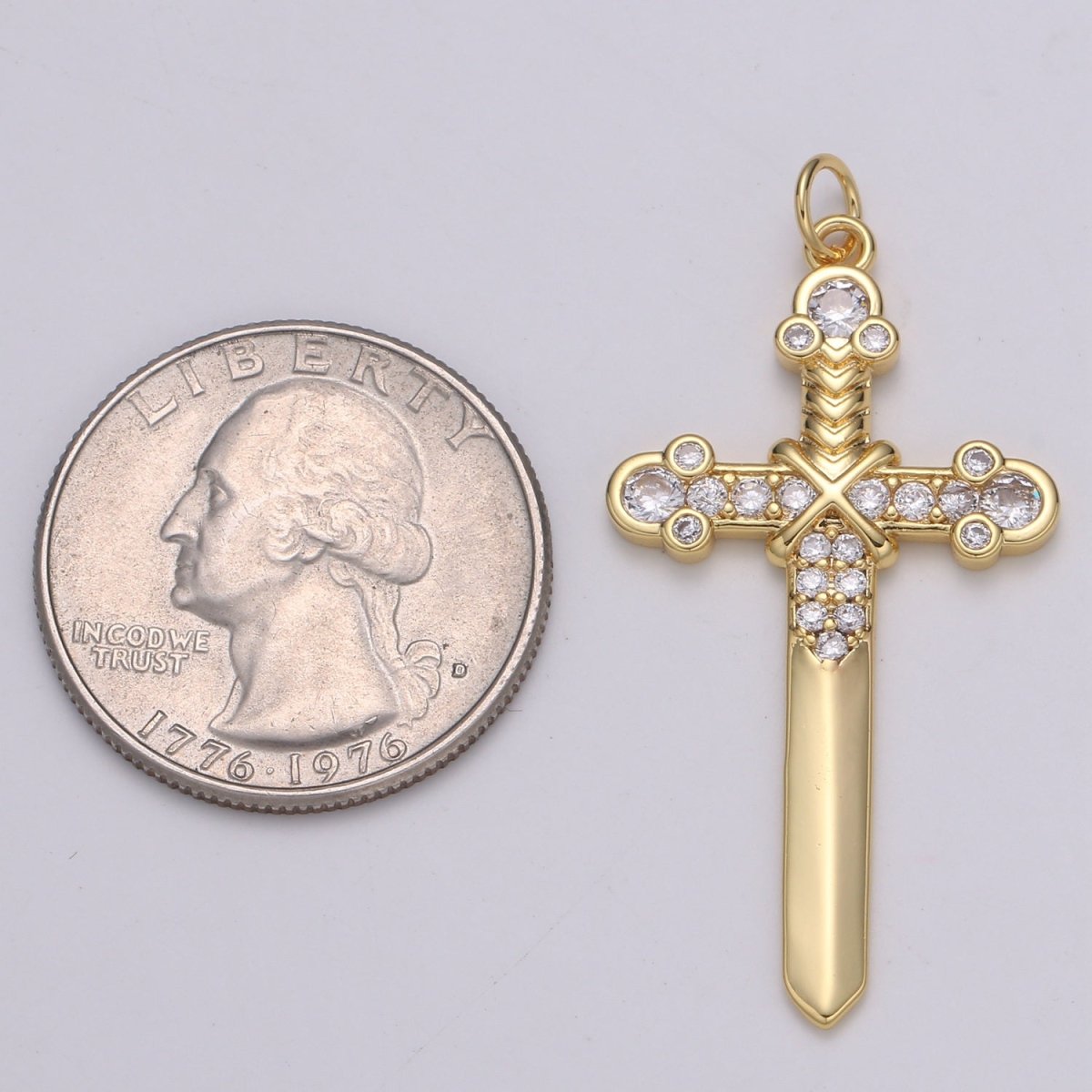 Micro Pave Knight Sword Pendant 14k Gold Fill Sword Charm for Necklace Earring DIY Jewelry Making Accessories E-213 - DLUXCA