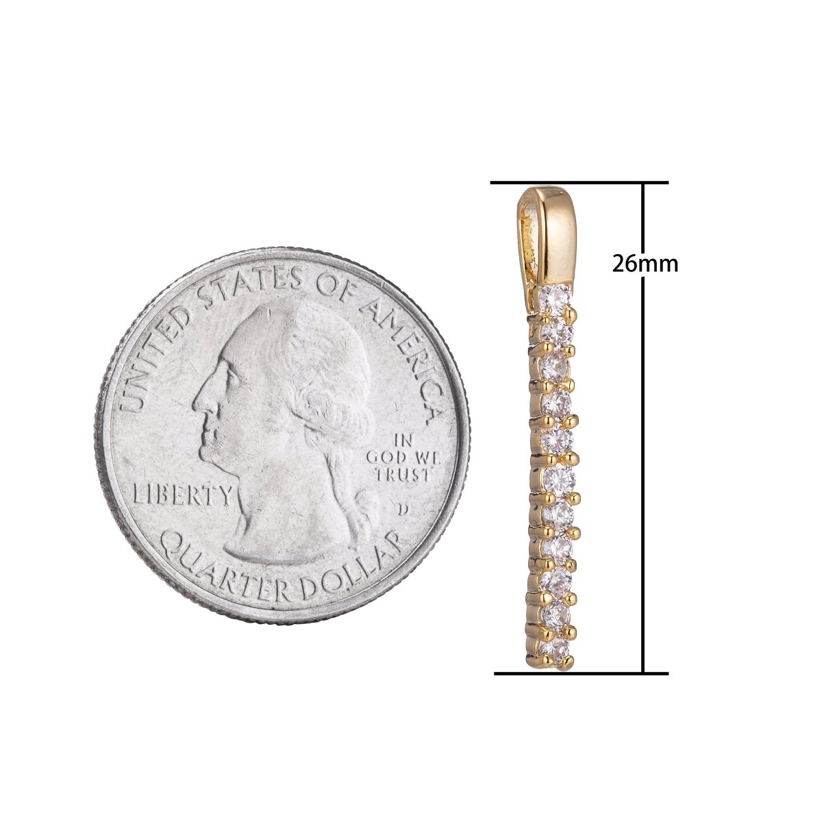 Micro Pave Needle charm, 18k Gold Fill Sewing needle Minder pendant for Dangle Necklace Pendant Jewelry Making SuppliesC-389 - DLUXCA