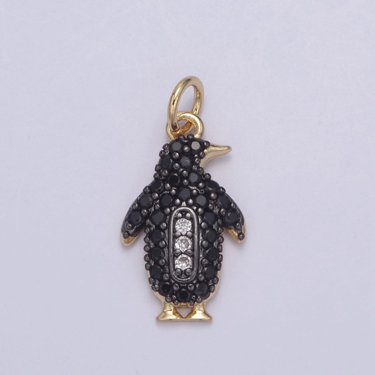 Micro Pave Penguin Charm Pendant 14k Gold Filled Penguin Bracelet Earring Necklace Charm, Animal Lover Charm N-766 - DLUXCA