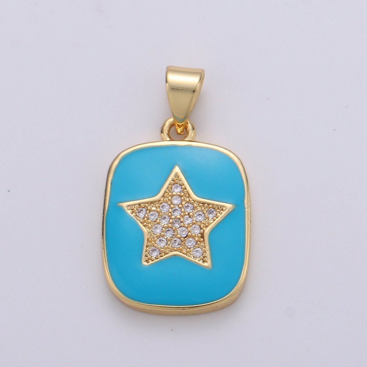 Micro Pave Pink Enamel Star Charm Pendant, Enamel Star Pendant, 14K gold Filled Celestial Charm Blue Star Pendant for Necklace Bracele J-042,J-043 - DLUXCA