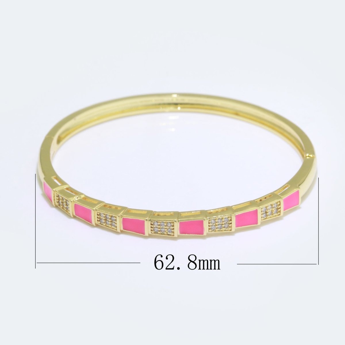 Micro Pave Plaid Cuff Bracelet, 14K Gold Filled Bangle Enamel Bracelet Adjustable Checker | WA-173 to WA-182 Clearance Pricing - DLUXCA