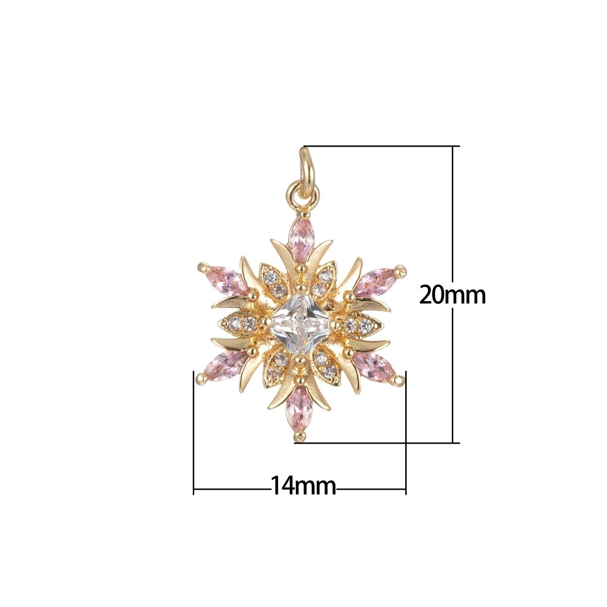 Micro Pave snow Flake Charm for Statement Necklace, Winter Wonderland Inspired Pendant Necklace, DIY Supply Jewelry Gift For Her E-860 E-861 - DLUXCA