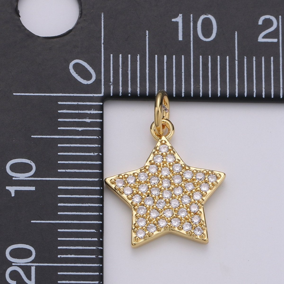 Micro Pave Star Charms, Gold Star Pave Star Pendant, Cubic Zirconia Charms, CZ Pave Star, Gold Star Earring Bracelet Necklace Charm C-675 - DLUXCA