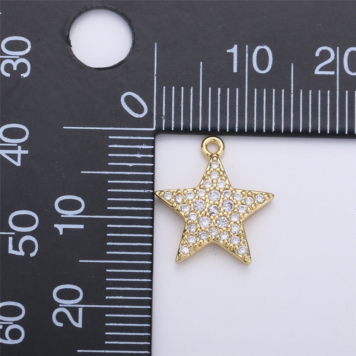Micro Pave Star Charms, Gold Star Pave Star Pendant, Cubic Zirconia Charms, CZ Pave Star, Gold Star Earring Bracelet Necklace Charm C-675 - DLUXCA