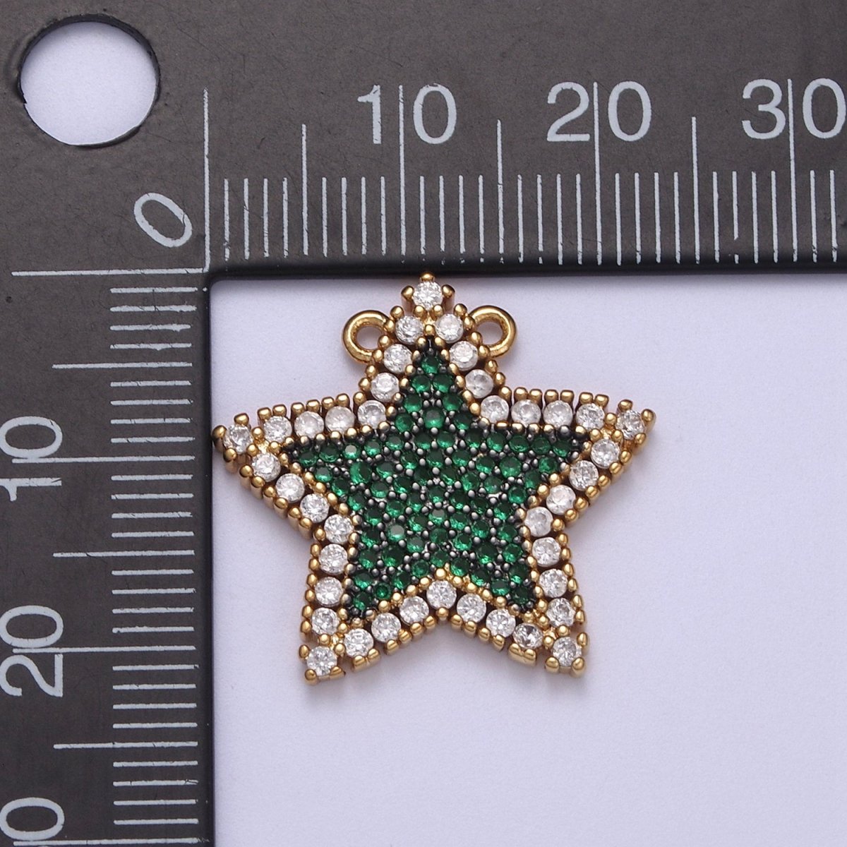 Micro Pave Star Pendant • 24k Gold Filled Star Charm Dainty Celestial Jewelry Making Supplies • Cubic Twinkle Little Star Green Blue Teal Pink CZ Star F-760 F-763 F-768 F-769 - DLUXCA