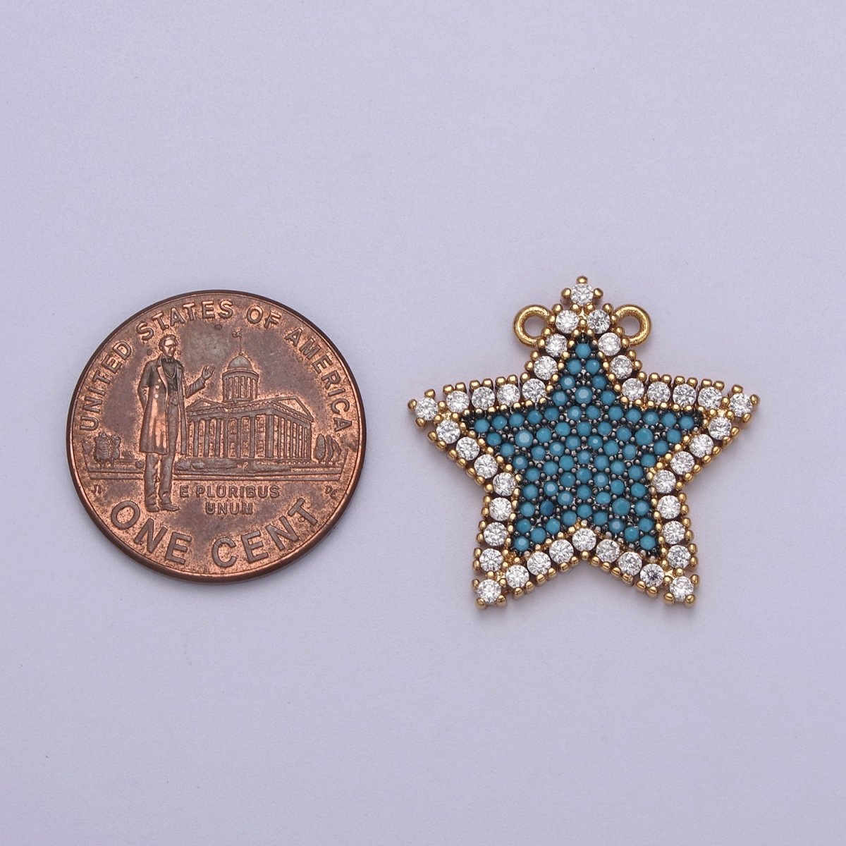 Micro Pave Star Pendant • 24k Gold Filled Star Charm Dainty Celestial Jewelry Making Supplies • Cubic Twinkle Little Star Green Blue Teal Pink CZ Star F-760 F-763 F-768 F-769 - DLUXCA