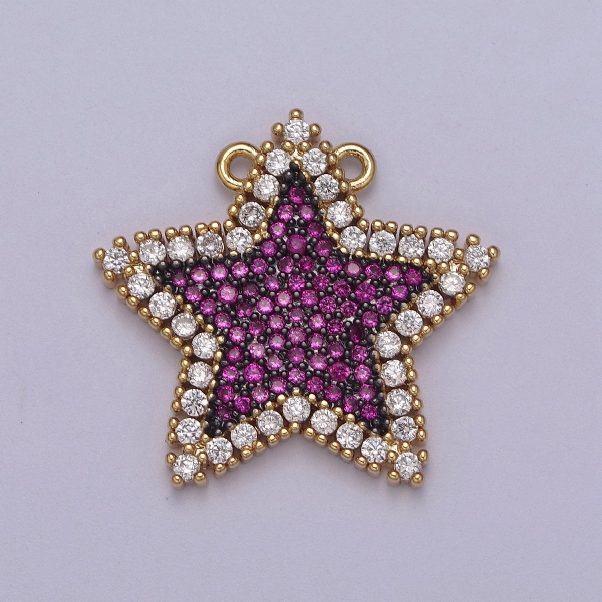 Micro Pave Star Pendant • 24k Gold Filled Star Charm Dainty Celestial Jewelry Making Supplies • Cubic Twinkle Little Star Green Blue Teal Pink CZ Star F-760 F-763 F-768 F-769 - DLUXCA