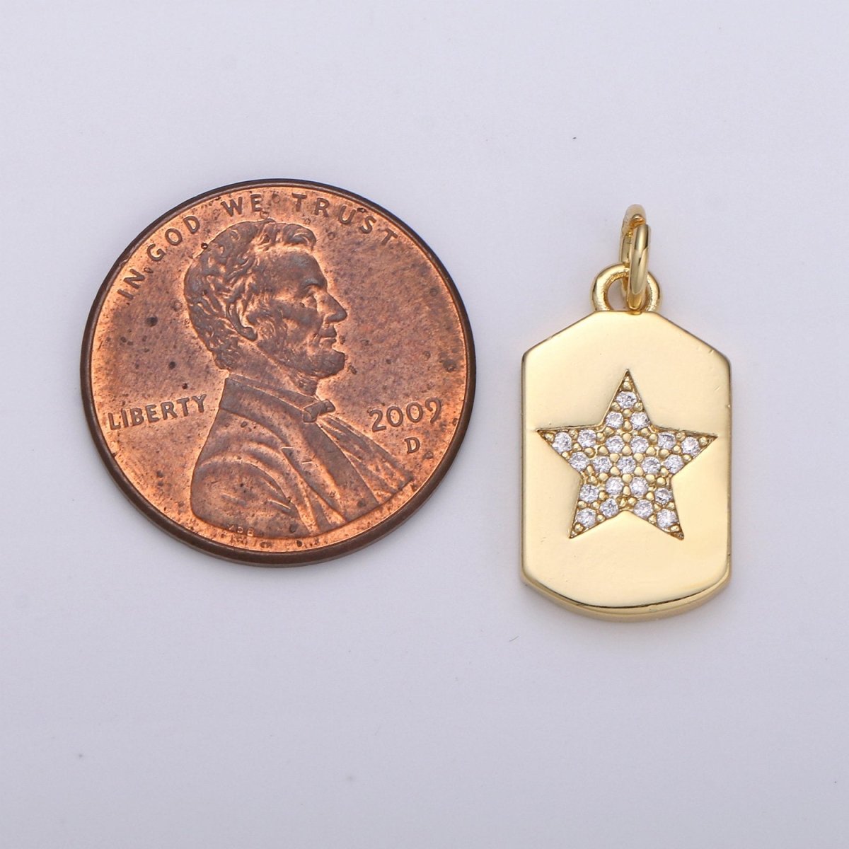 Micro Pave Star Pendant Dainty Star Charm Gold Celestial Charm Star Tag Charm Jewelry Making Supply 24K Gold Filled Findings, D-535 - DLUXCA