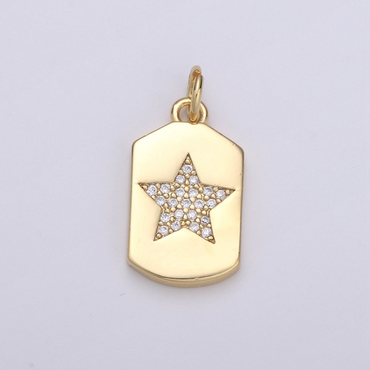 Micro Pave Star Pendant Dainty Star Charm Gold Celestial Charm Star Tag Charm Jewelry Making Supply 24K Gold Filled Findings, D-535 - DLUXCA