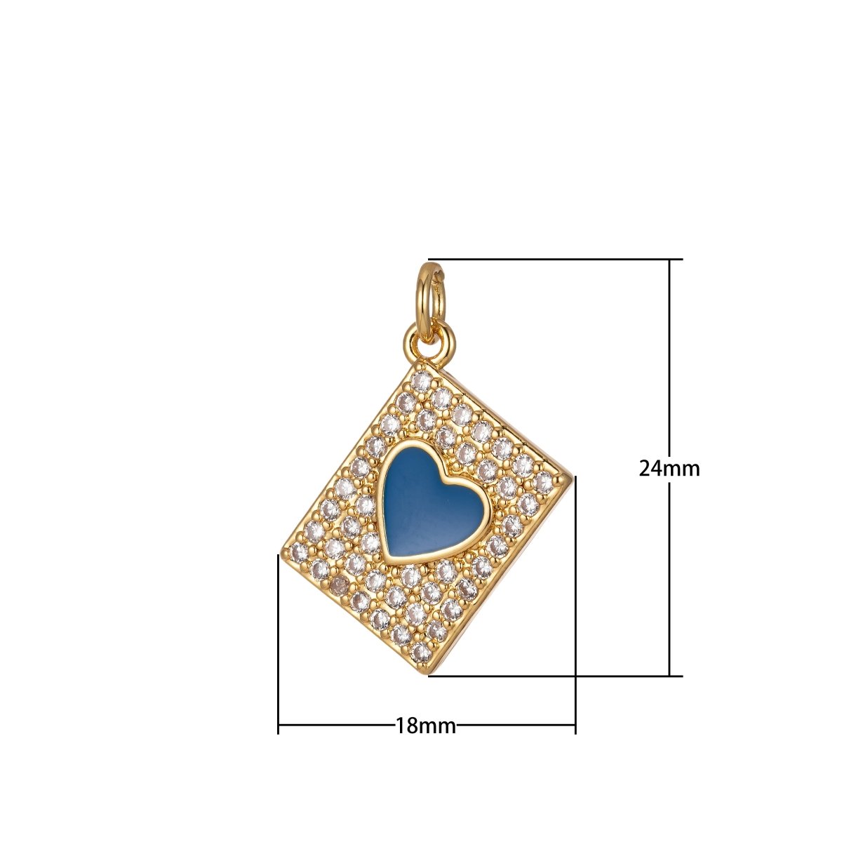 Micro Pave Tag Charm Cubic Heart Enamel Pendant E-892-E-898 - DLUXCA