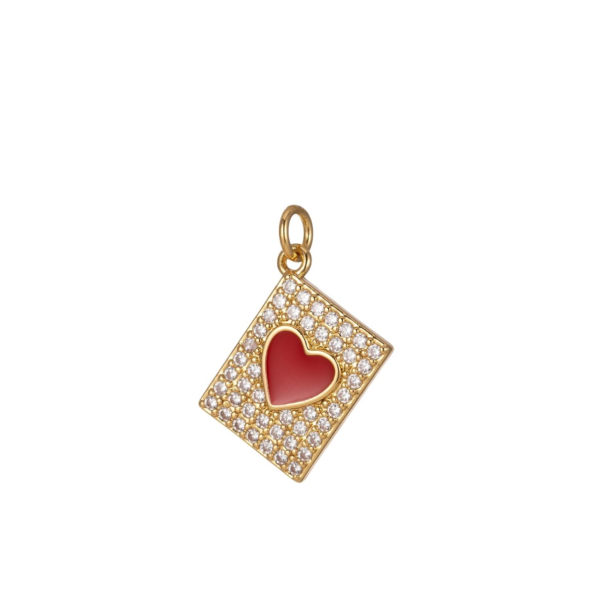Micro Pave Tag Charm Cubic Heart Enamel Pendant E-892-E-898 - DLUXCA