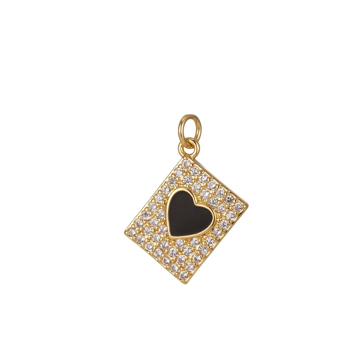 Micro Pave Tag Charm Cubic Heart Enamel Pendant E-892-E-898 - DLUXCA