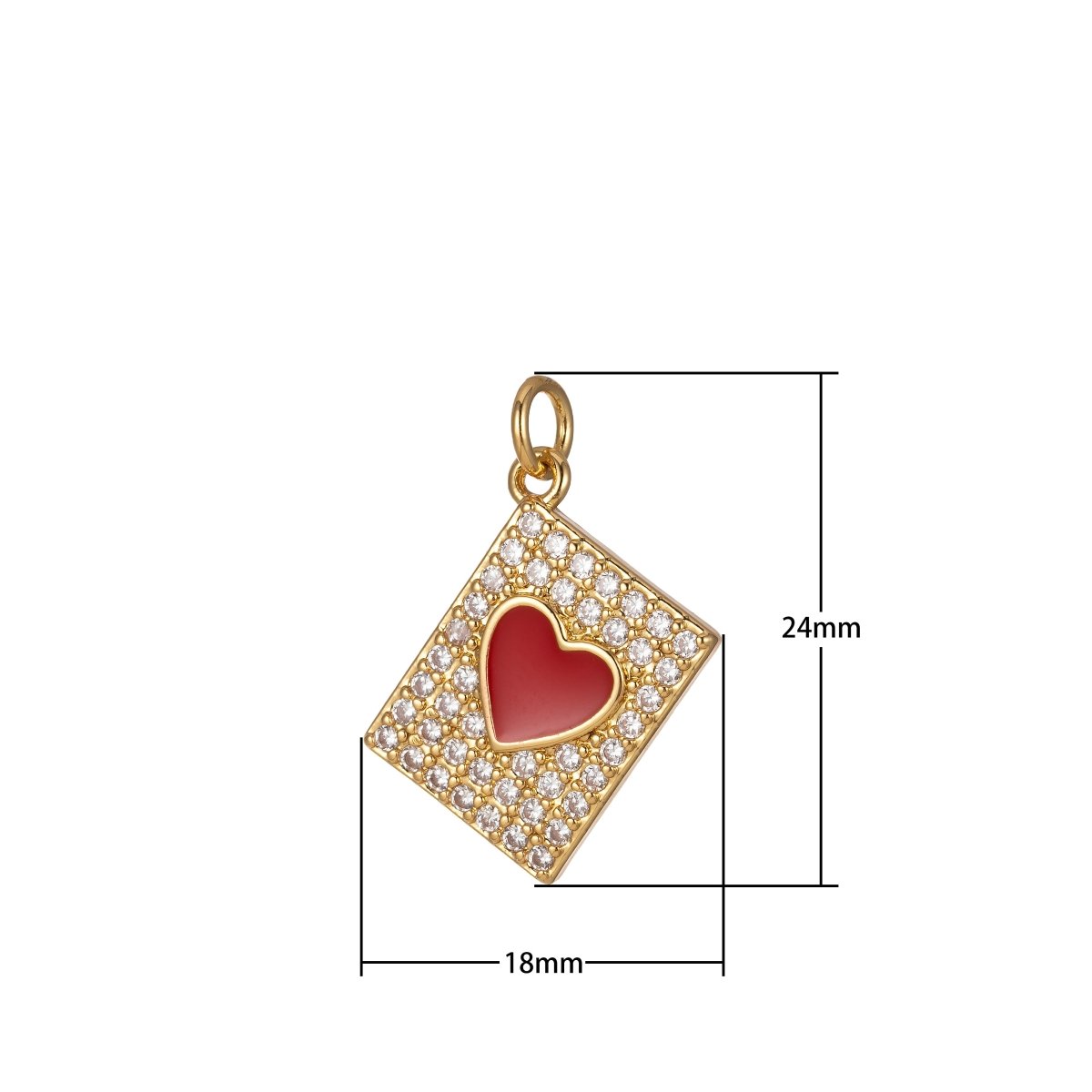Micro Pave Tag Charm Cubic Heart Enamel Pendant E-892-E-898 - DLUXCA