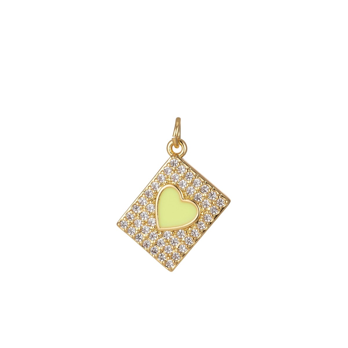 Micro Pave Tag Charm Cubic Heart Enamel Pendant E-892-E-898 - DLUXCA