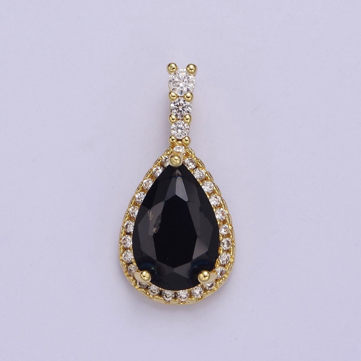 Micro Pave Teardrop Pink, Clear, Black Cubic Zirconia CZ Pendant Charm For Jewelry Necklace Making, J-562 J-564 J-565 - DLUXCA