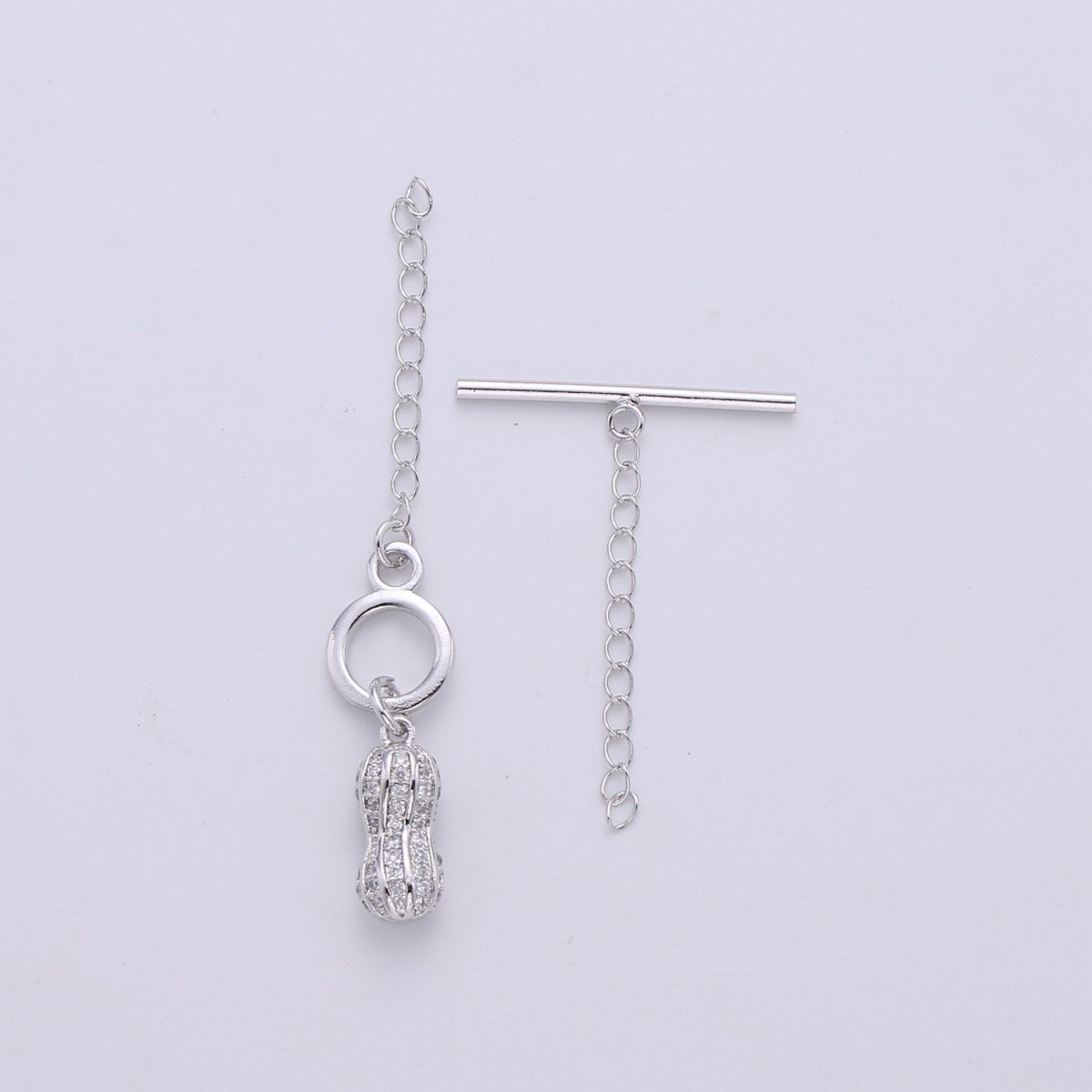 Micro Pave Toggle Clasp, 24K Gold Filled Toggle Clasps - Cubic Zirconia Necklace Connectors w/Soldered chain link for necklace bracelet, K-457 - DLUXCA