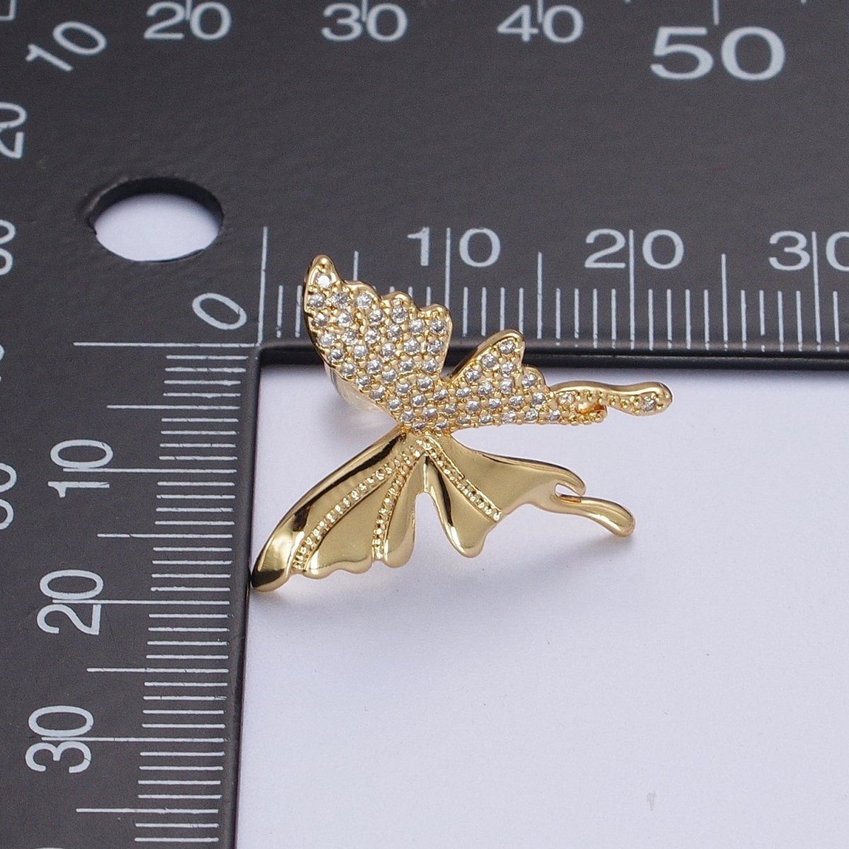 Micro Paved Butterfly Wings Gold, Silver Stud Earrings | Y-197 Y-198 - DLUXCA