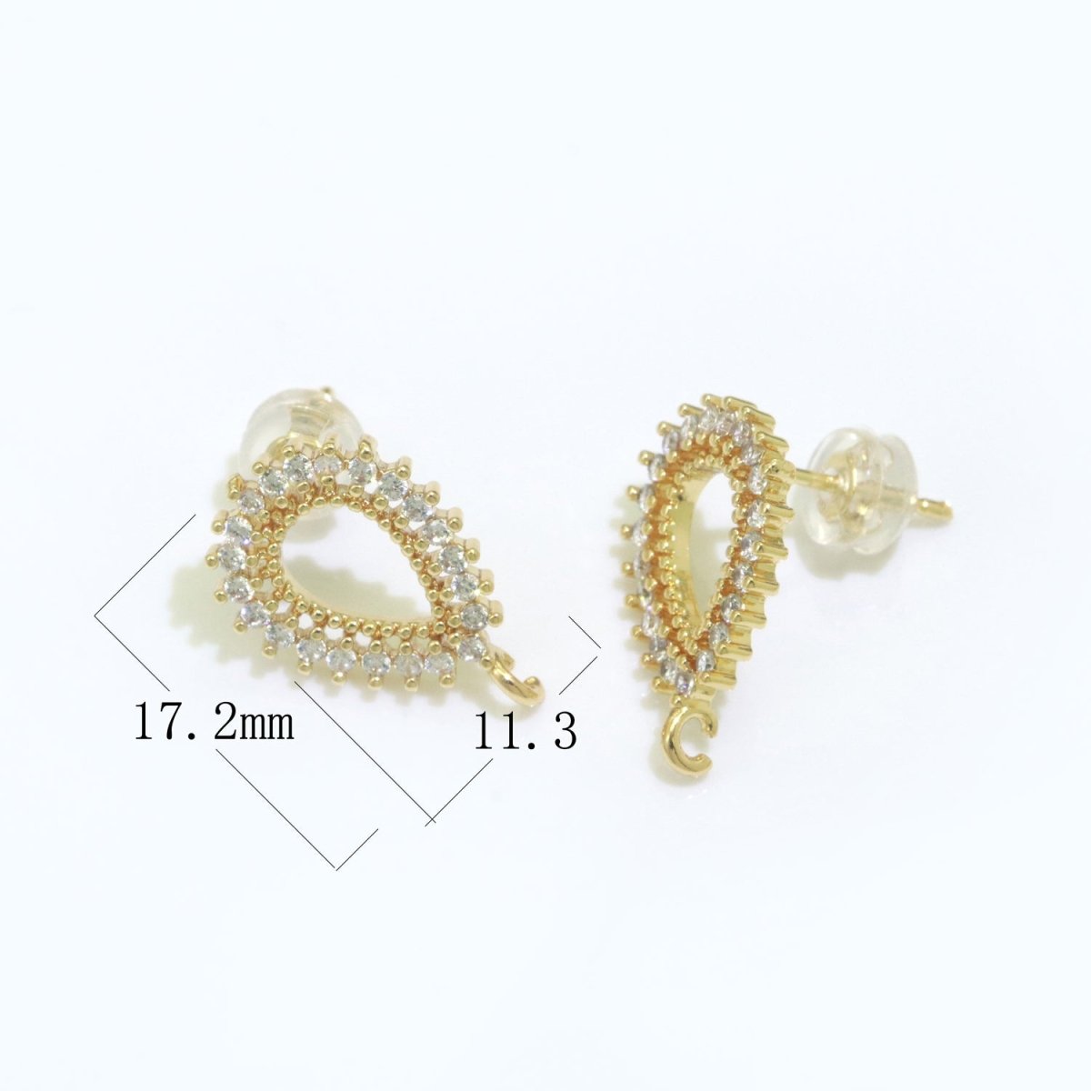 Micro Paved Clear Cubic Zirconia Open Teardrop Stud Drop Loop Earrings Supply L-487 - DLUXCA