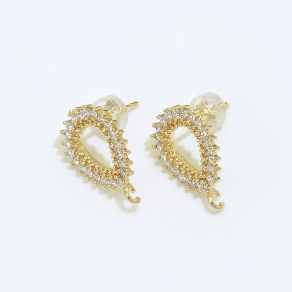 Micro Paved Clear Cubic Zirconia Open Teardrop Stud Drop Loop Earrings Supply L-487 - DLUXCA