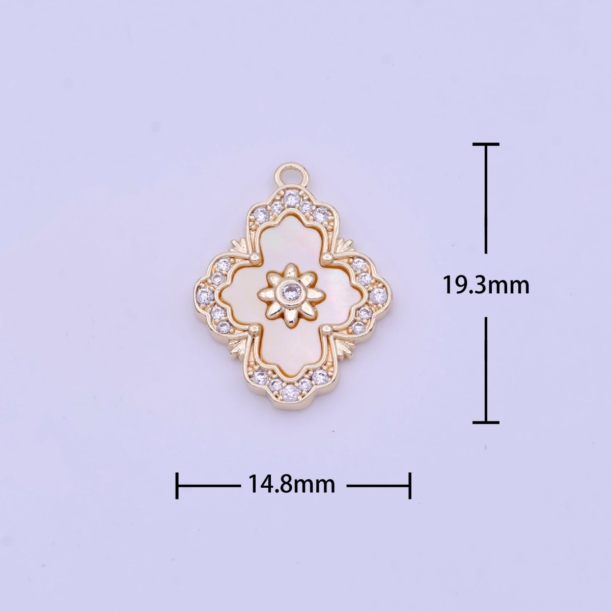 Micro Paved Clear CZ Flower Shell Pearl Gold & Silver Charm | A-932 to A-933 - DLUXCA