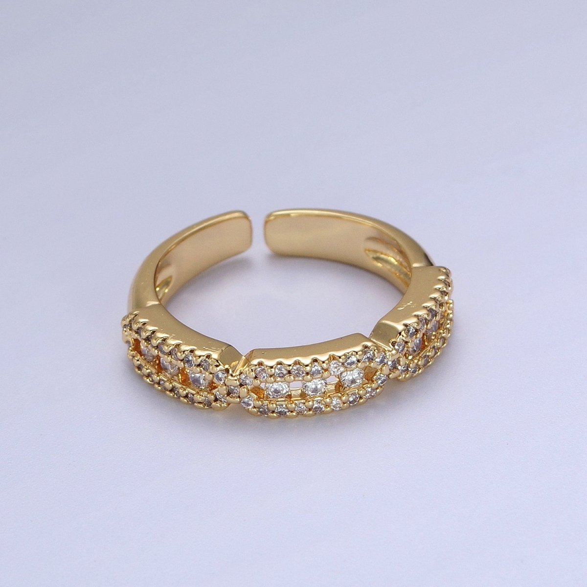 Micro Paved Clear, Green, Fuchsia Rectangular Hexagon Geometric Ring | Y-331~Y-333 - DLUXCA