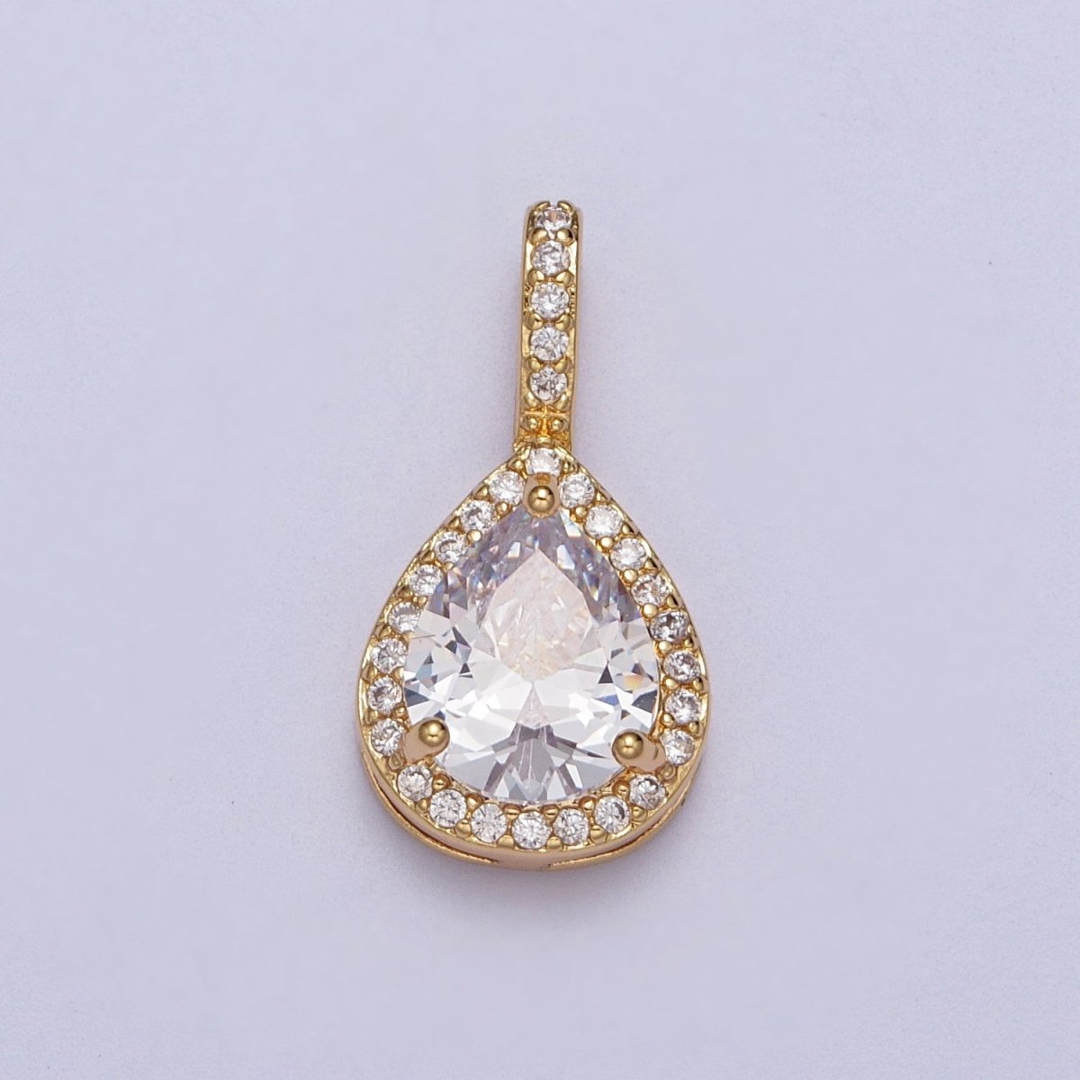 Micro Paved Clear, Red, Green Teardrop CZ Gold Pendant | AA011 - AA013 - DLUXCA