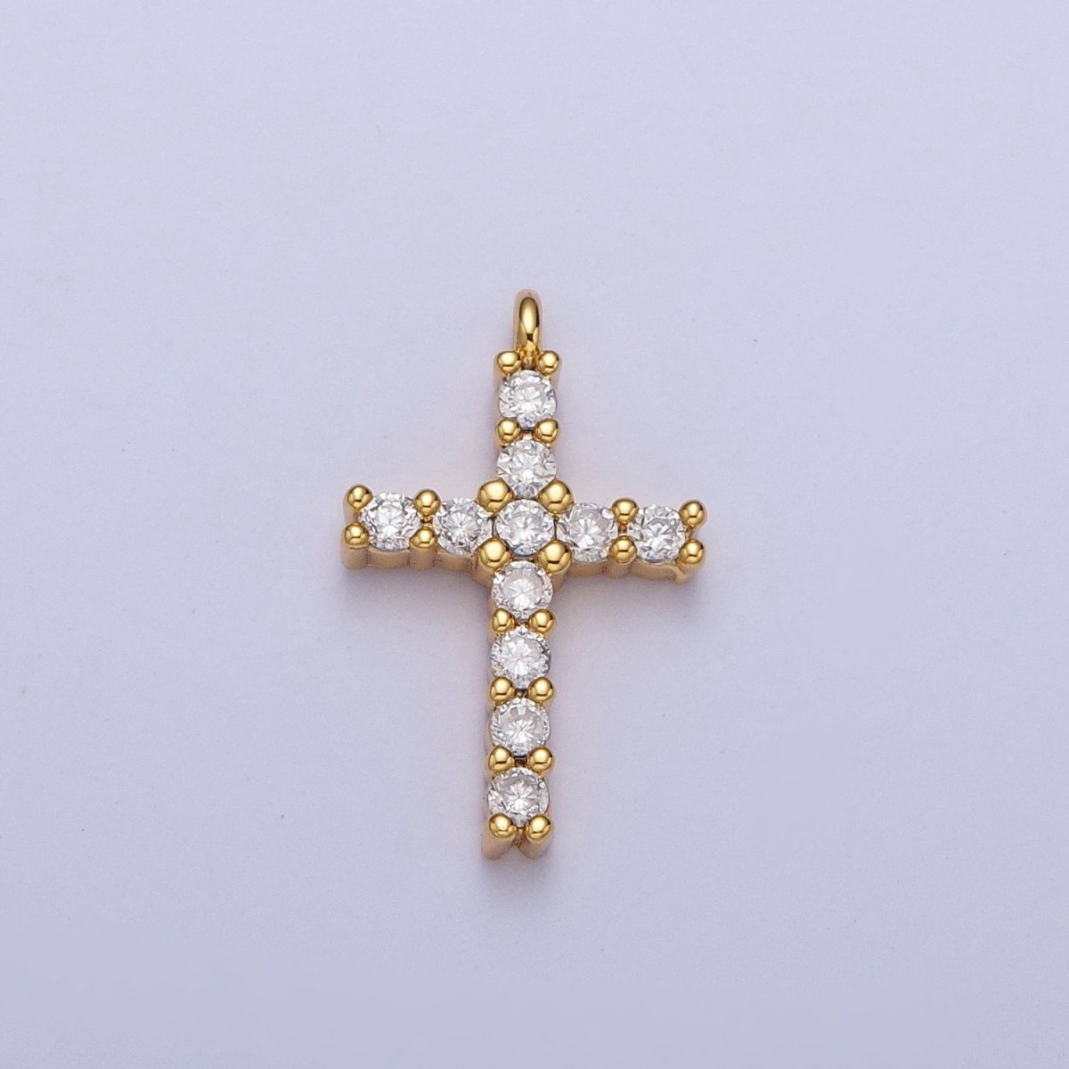Micro Paved Cubic Zirconia Religious Cross Charm DIY Jewelry Component | C-877 - DLUXCA