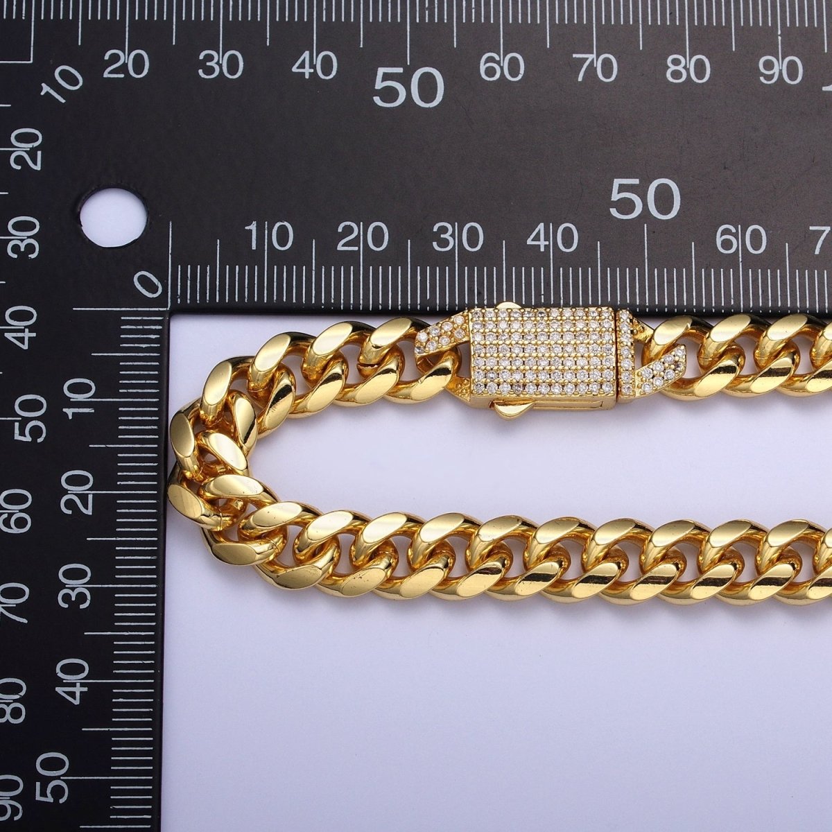 Micro Paved Cubic Zirconia Snap Lock Gold, Silver Cuban Curb Choker Necklace | WA-1106 WA-1418 Clearance Pricing - DLUXCA