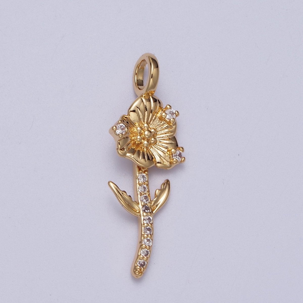 Micro Paved CZ Botanic Garden Birth Flower Gold Charm H-011 H-026 - H-032 H-038 H-040 H-041 - DLUXCA