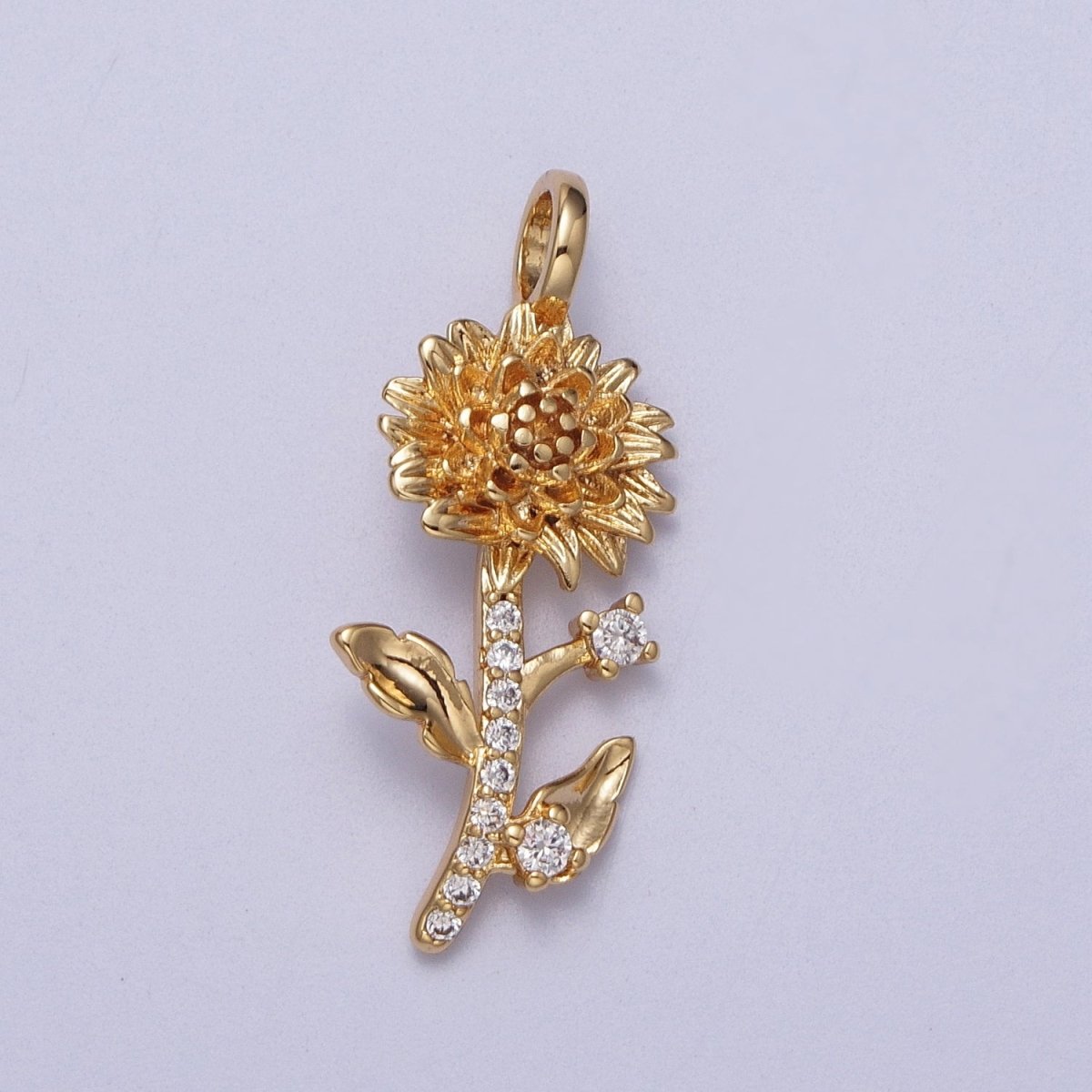 Micro Paved CZ Botanic Garden Birth Flower Gold Charm H-011 H-026 - H-032 H-038 H-040 H-041 - DLUXCA