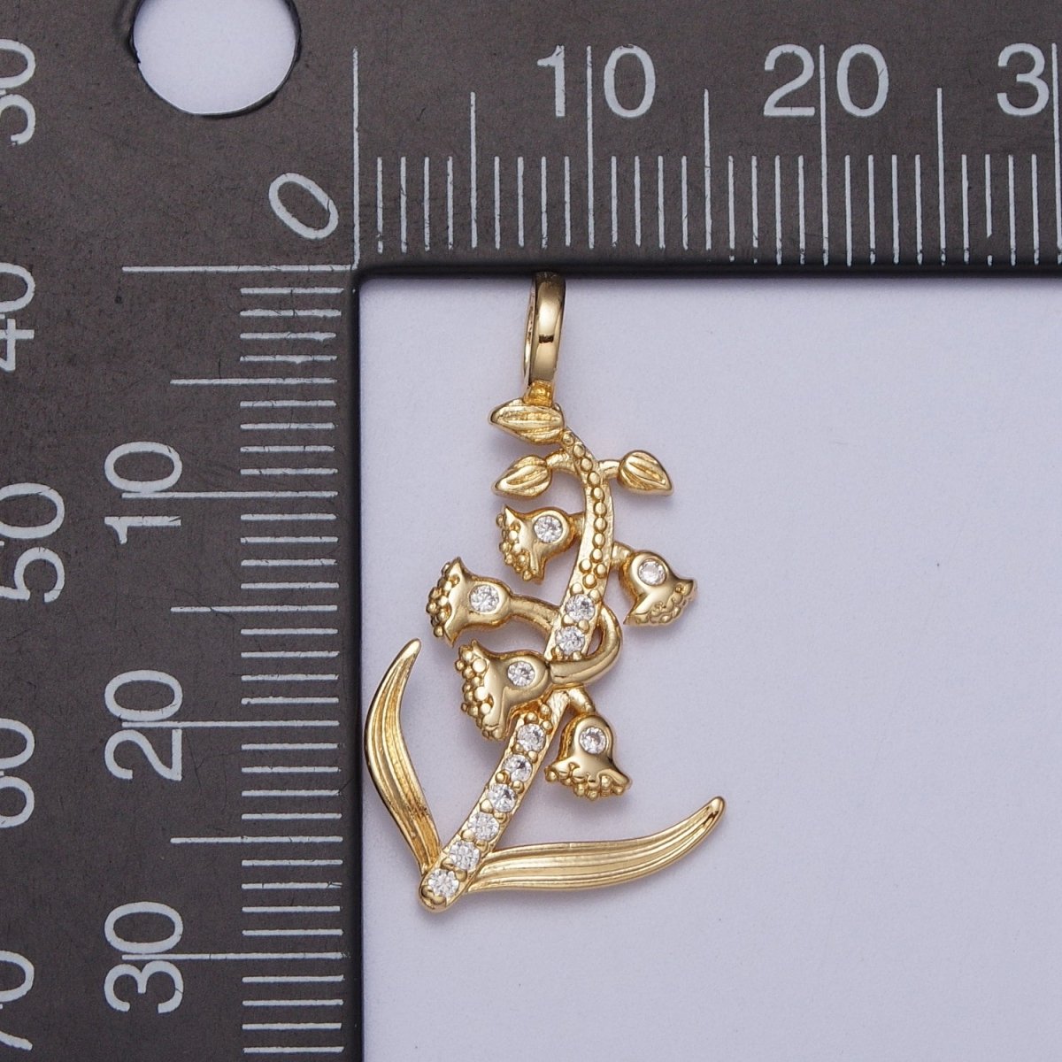 Micro Paved CZ Botanic Garden Birth Flower Gold Charm H-011 H-026 - H-032 H-038 H-040 H-041 - DLUXCA