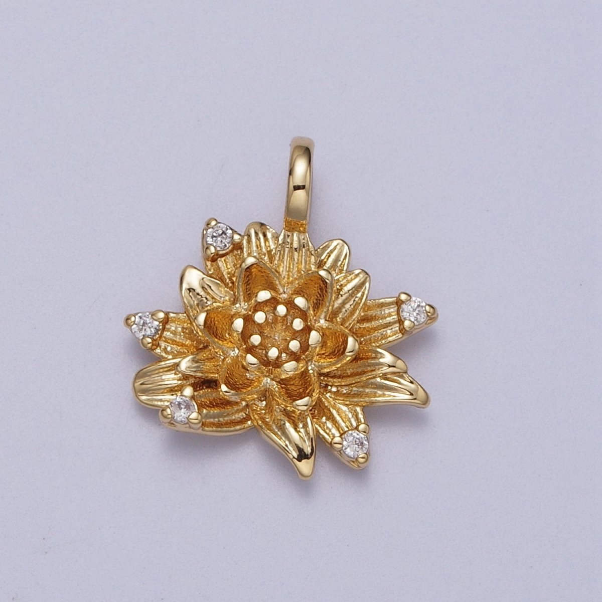 Micro Paved CZ Botanic Garden Birth Flower Gold Charm H-011 H-026 - H-032 H-038 H-040 H-041 - DLUXCA