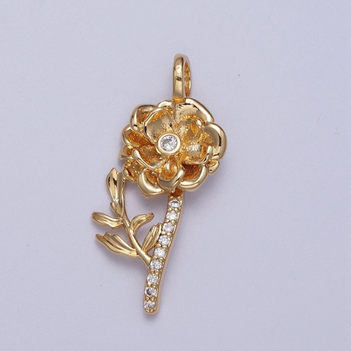 Micro Paved CZ Botanic Garden Birth Flower Gold Charm H-011 H-026 - H-032 H-038 H-040 H-041 - DLUXCA
