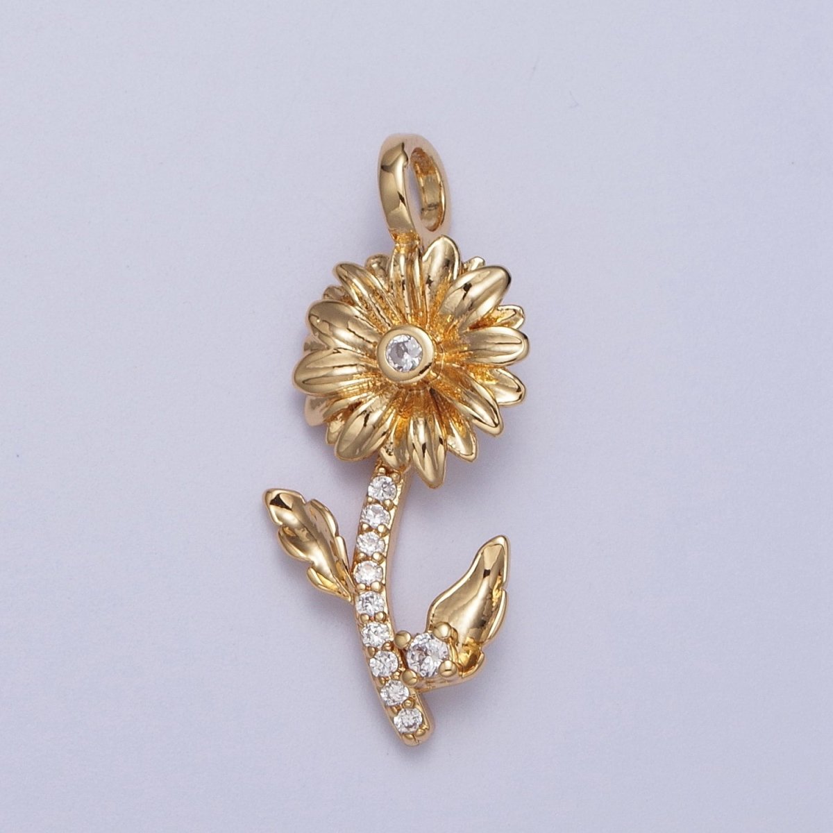 Micro Paved CZ Botanic Garden Birth Flower Gold Charm H-011 H-026 - H-032 H-038 H-040 H-041 - DLUXCA
