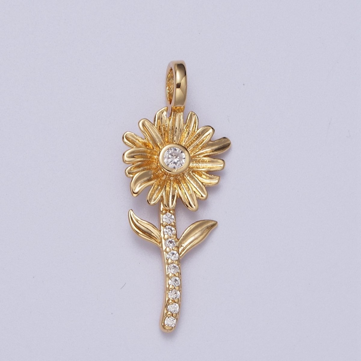 Micro Paved CZ Botanic Garden Birth Flower Gold Charm H-011 H-026 - H-032 H-038 H-040 H-041 - DLUXCA