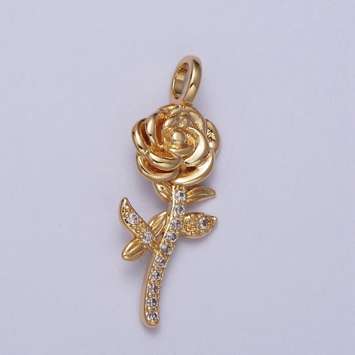Micro Paved CZ Botanic Garden Birth Flower Gold Charm H-011 H-026 - H-032 H-038 H-040 H-041 - DLUXCA