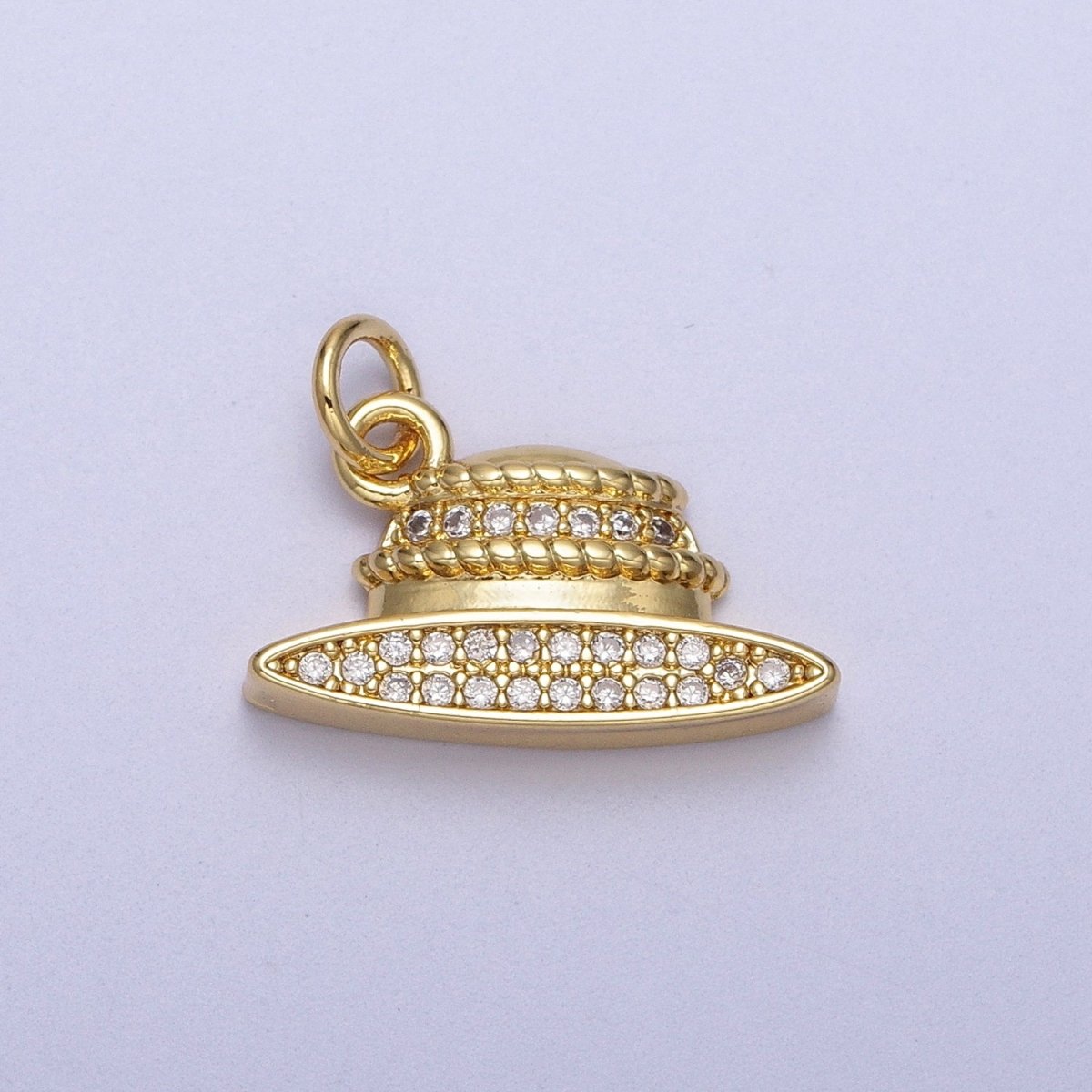 Micro Paved CZ Gold Bowler Fedora Hat Charm C 029 DLUXCA