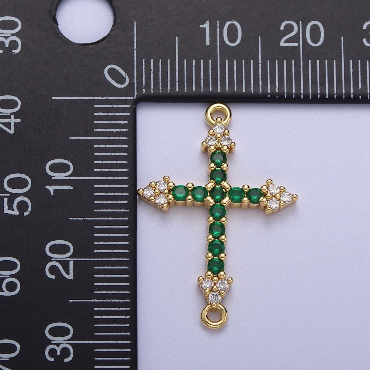 Micro Paved CZ Gold Cross Charm Connector For Religious Rosary Jewelry Making Supply F-140 F-241 F-303 - DLUXCA
