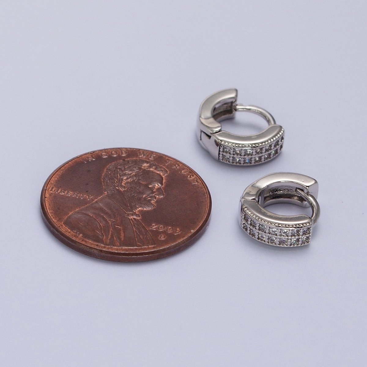 Micro Paved CZ Hoop Earrings Silver hoops Dainty Huggie earrings Party hoops AB1039 - DLUXCA