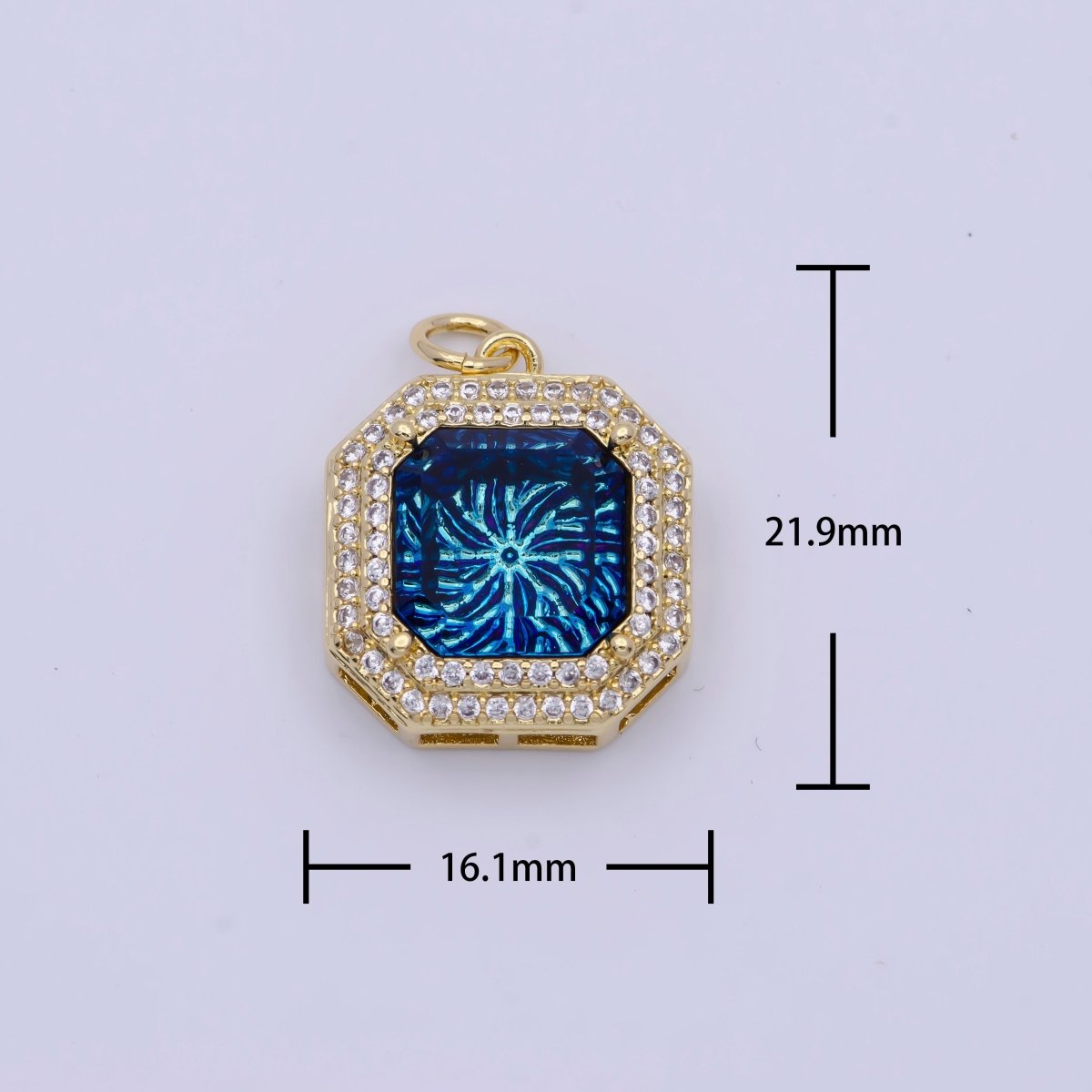 Micro Paved CZ Neon Thermal Galaxy Stone Gold Hexagonal Charm AG-068 AG-069 - DLUXCA